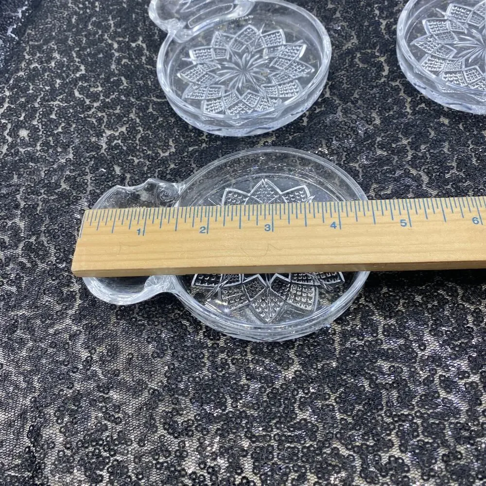 FOSTORIA Glass Bridge Coaster W Tea Bag/Ash Tray/ Spoon Rest Set Of 3
